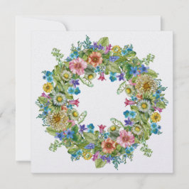 Floral Wreath Invitation Kaart