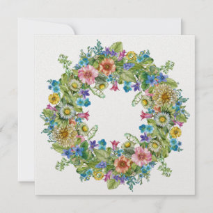 Floral Wreath Invitation Kaart