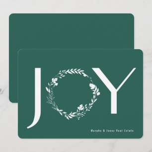 Floral Wreath Joy Branded Logo Corporate Kerstmis Kaart