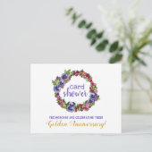 Floral Wreath Kaart Shower Golden Jubileum (Staand voorkant)