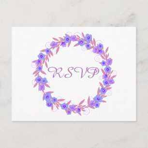Floral Wreath Lavender RSVP Uitnodiging Briefkaart