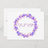 Floral Wreath Lavender RSVP Uitnodiging Briefkaart (Voorkant / Achterkant)