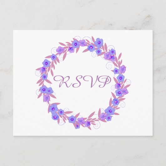 Floral Wreath Lavender RSVP Uitnodiging Briefkaart (Voorkant)