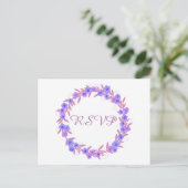 Floral Wreath Lavender RSVP Uitnodiging Briefkaart (Staand voorkant)