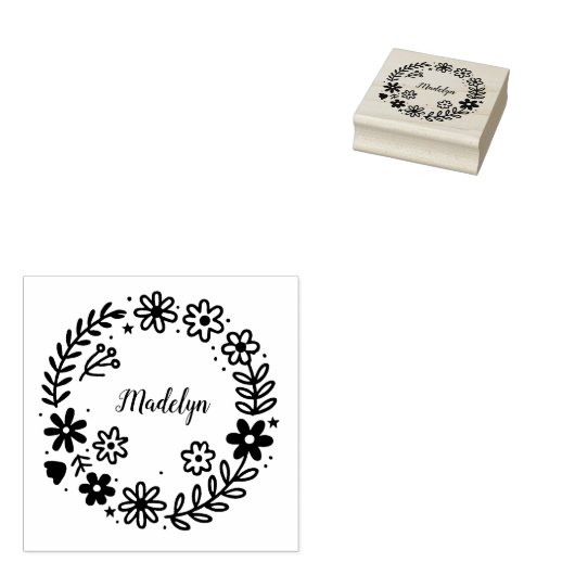 Floral Wreath Lijst Stamp Rubberstempel (Gestempeld)
