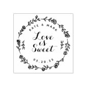 Floral Wreath Love is Sweet Wedding Favor Rubberstempel (Afrduk)