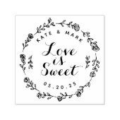 Floral Wreath Love is Sweet Wedding Favor Zelfinktende Stempel (Design)