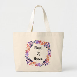 Floral Wreath Maid of Honor Grote Tote Bag