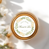 Floral Wreath Meant to bee Honey Wedding Favor Ronde Sticker