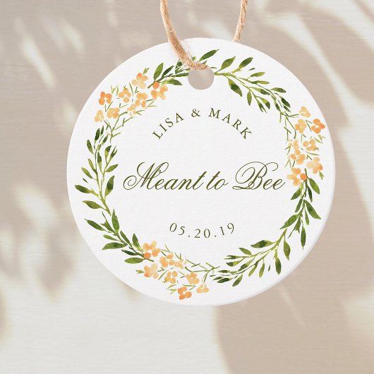 Floral Wreath Meant to bee Honey Wedding Round Bedankjes Labels