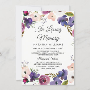Floral Wreath Memorial Announcement Service Kaart