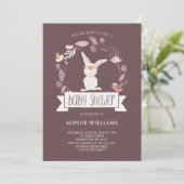  Floral Wreath met White Bunny Baby shower Kaart (Staand voorkant)