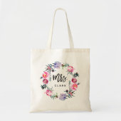Floral Wreath | Mevrouw met persoonlijke naam Tote Bag (Voorkant)