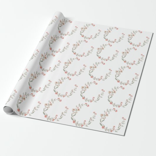  Floral Wreath Minimalistical Simple Birthday Cadeaupapier (Uitgerold)