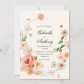 Floral Wreath Modern Script Wedding Invitations Kaart (Voorkant)