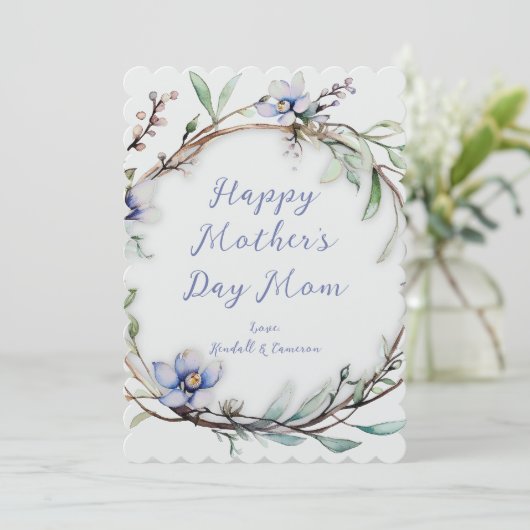 Floral Wreath Moederdag Bericht Kaart (Staand voorkant)