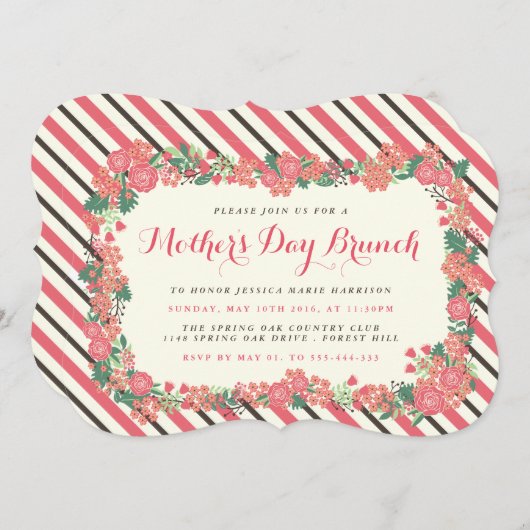 Floral Wreath Moederdag Brunch Kaart (Voorkant / Achterkant)