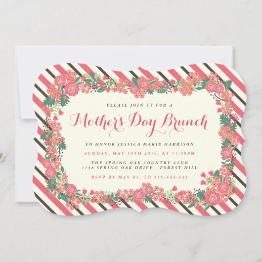 Floral Wreath Moederdag Brunch Kaart (Voorkant)