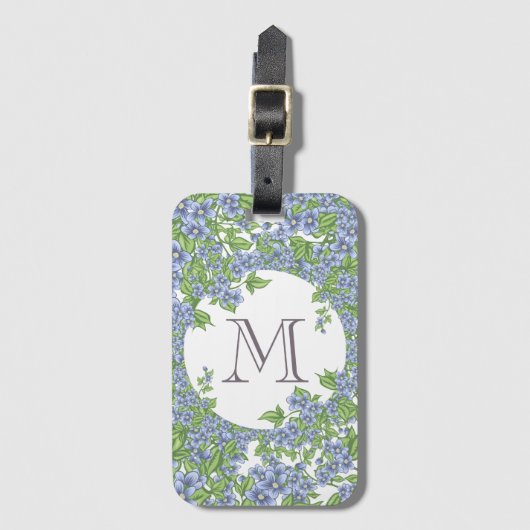 Floral Wreath Monogram Bagagelabel (Voorkant (verticaal))