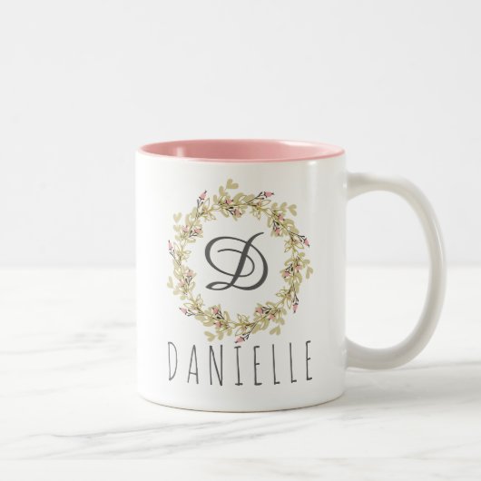 Floral Wreath Monogram Coffee Mok (Rechts)