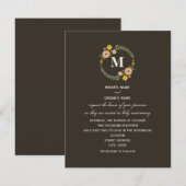 Floral Wreath Monogram Fall Wedding Kaart (Voorkant / Achterkant)