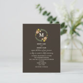 Floral Wreath Monogram Fall Wedding Kaart (Staand voorkant)