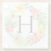Floral Wreath Monogram Glazen Onderzetter (Achterkant)