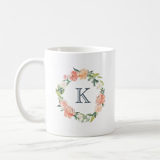 Floral Wreath Monogram Koffiemok (Links)