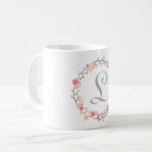 Floral Wreath Monogram Koffiemok (Voorkant links)