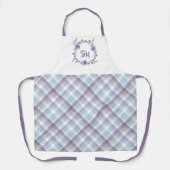 Floral Wreath Monogram Plaid Apron - Personalized  Schort (Voorkant)