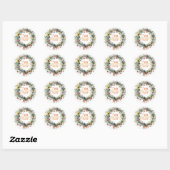 Floral Wreath Monogram Ronde Sticker (Vel)