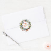 Floral Wreath Monogram Ronde Sticker (Envelop)