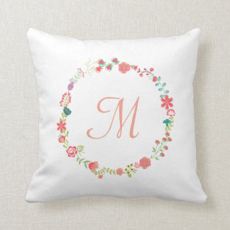 Floral Wreath Monogram Sierkussen
