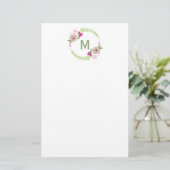 Floral Wreath Monogram Stationery Briefpapier (Staand voorkant)
