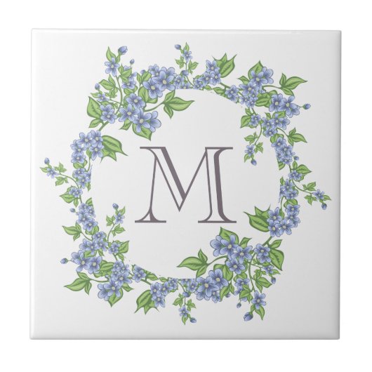 Floral Wreath Monogram Tegeltje (Voorkant)