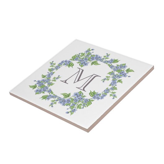 Floral Wreath Monogram Tegeltje (Zijkant)
