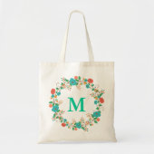  Floral Wreath Monogram Tote Bag (Voorkant)