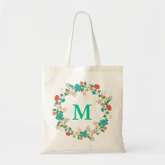 Floral Wreath Monogram Tote Bag (Voorkant)