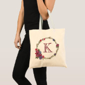 Floral Wreath Monogram Tote Bag (Voorkant (product))