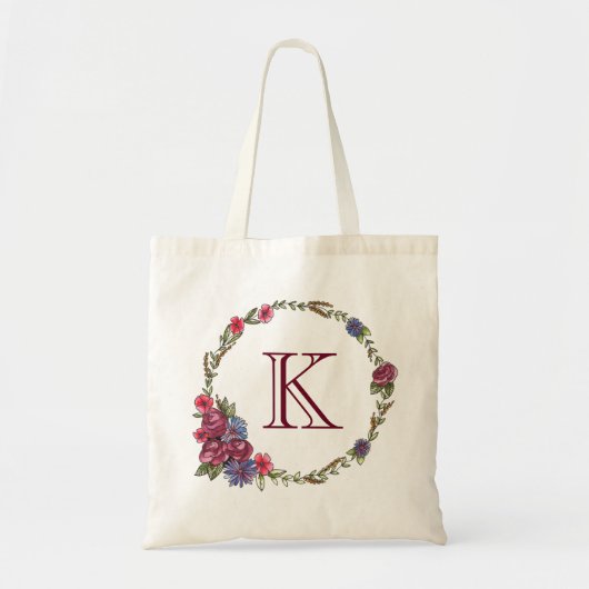 Floral Wreath Monogram Tote Bag (Voorkant)