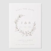 Floral Wreath Monogram Trouwen Save The Date Vellum Uitnodigingen (Voorkant)
