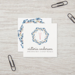Floral Wreath Monogram Visitekaartje