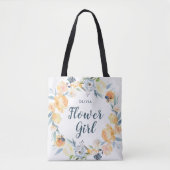 Floral Wreath Monogrammed Bloemenmeisje Tote Bag (Voorkant)