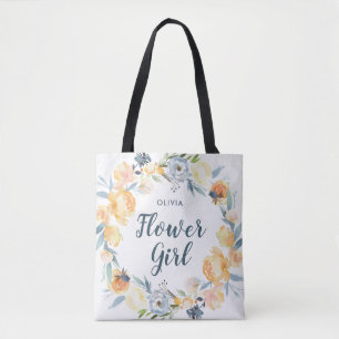 Floral Wreath Monogrammed Bloemenmeisje Tote Bag