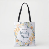 Floral Wreath Monogrammed Bridesmaid Tote Bag (Voorkant)
