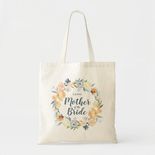 Floral Wreath Monogrammed Moeder van de Bride Tote Bag (Voorkant)