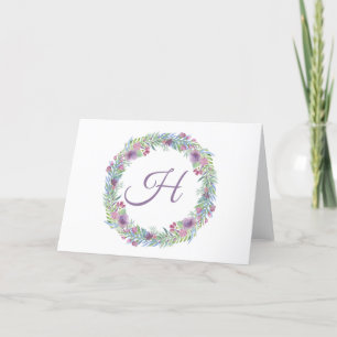 Floral Wreath Monogrammed Personalized Bedankkaart