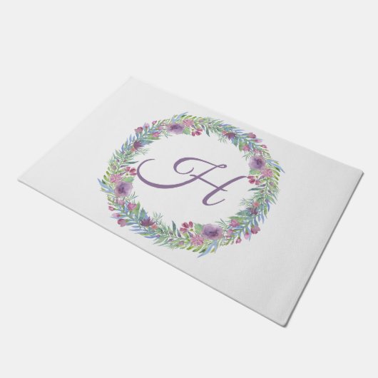 Floral Wreath Monogrammed Personalized Deurmat (Schuin)