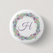 Floral Wreath Monogrammed Personalized Ronde Button 3,2 Cm (Voorkant)