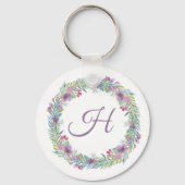 Floral Wreath Monogrammed Personalized Sleutelhanger (Voorkant)